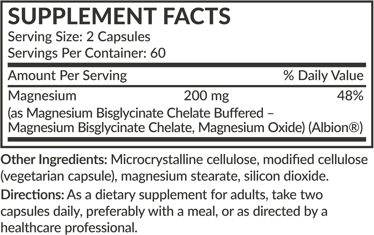 High Absorption Futurebiotics Magnesium Glycinate 200 MG per Serving, Chelated for Gentle Stomach, Non-GMO, 120 Vegan Capsules