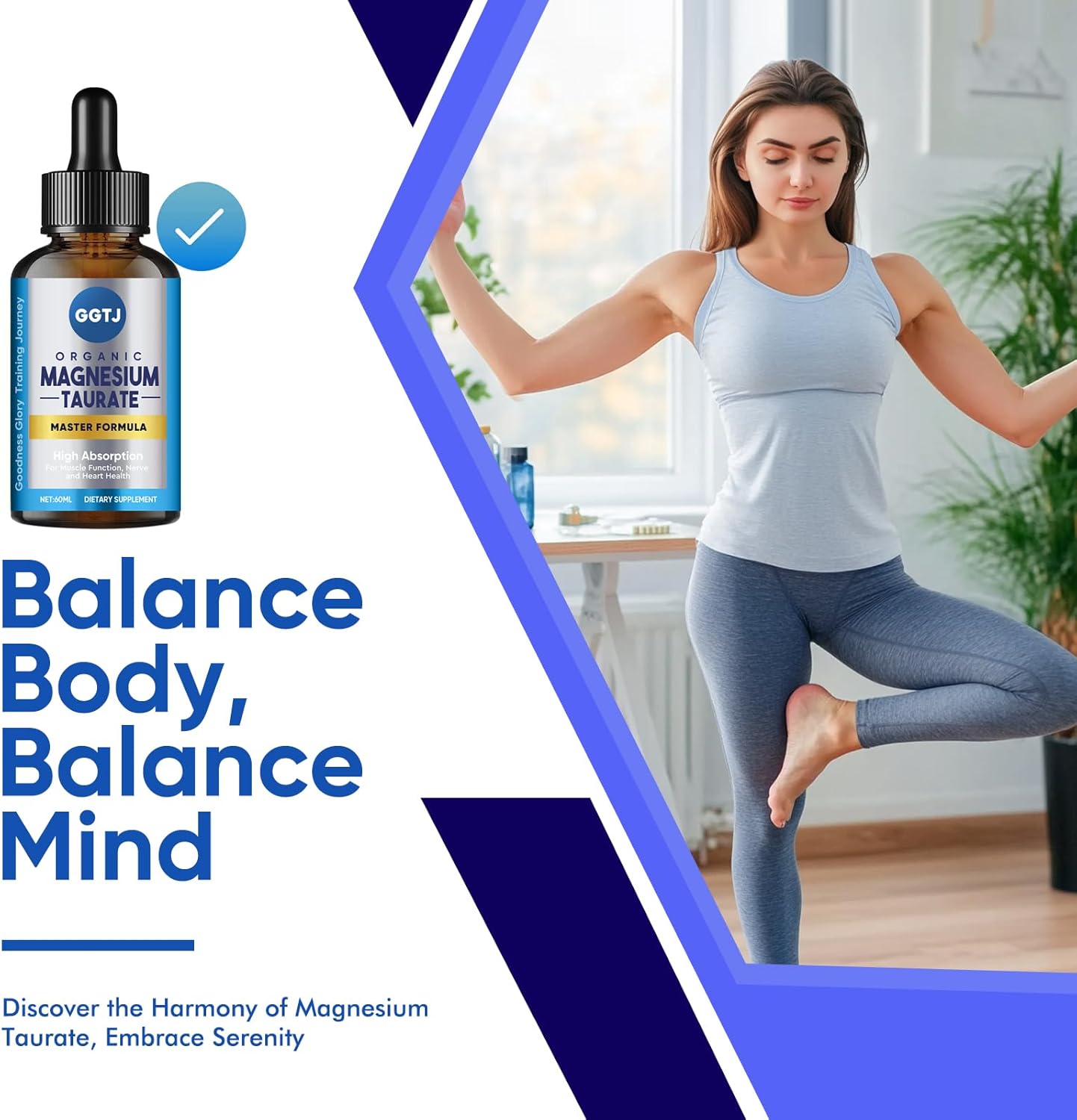 High Absorption GGTJ Magnesium Taurate Liquid Drop Supplement for Cardiovascular Health, Muscle and Nerve Function - 2 oz
