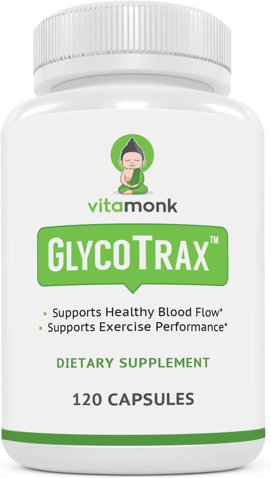 High-Absorption GlycoTrax GPLC Supplement - 120 Capsules in Extra Large Bottle, No Fillers - Glycine Propionyl-L-Carnitine by VitaMonk