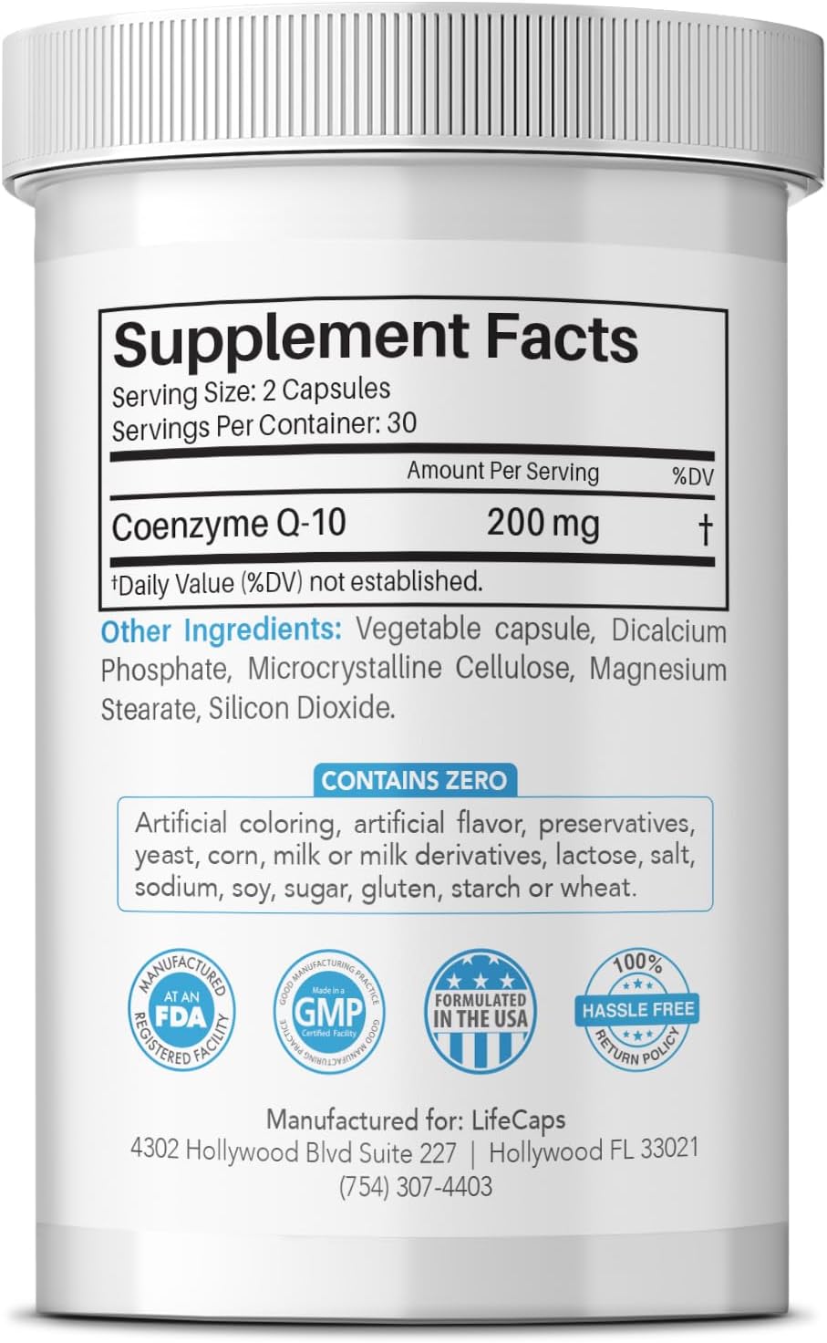 High Absorption LifeCaps CoQ10 200mg - Top-Quality Q10 Supplements - 60 Capsules
