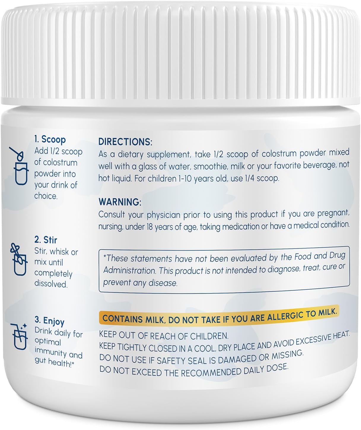 High Absorption Liposomal Bovine Colostrum Powder Supplement 2500mg - 60 Servings