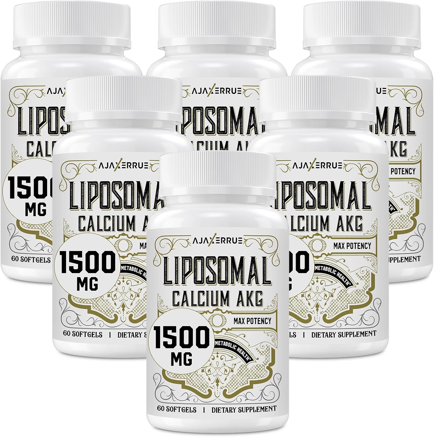 High Absorption Liposomal Calcium AKG Supplement 1500 MG - Longevity & Energy - 360 Softgels
