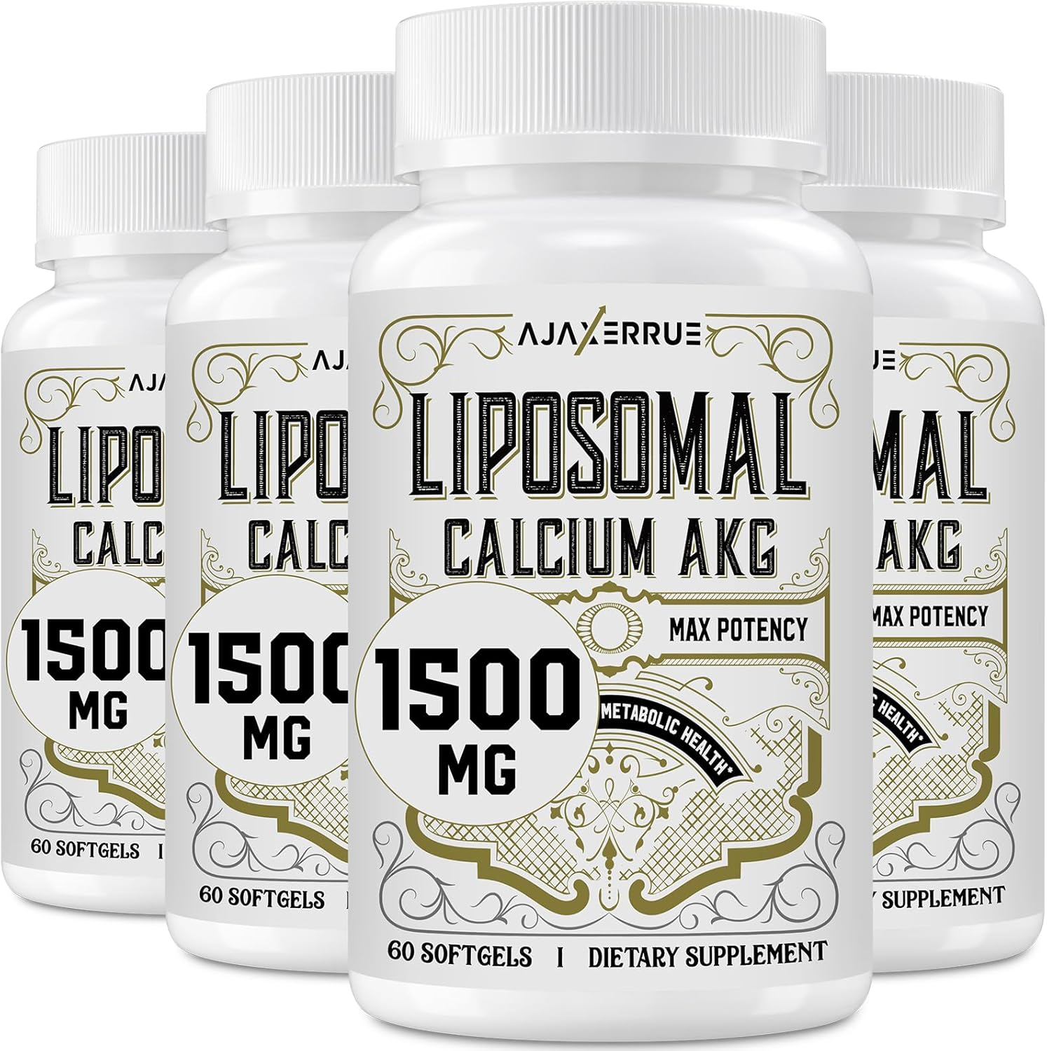 High Absorption Liposomal Calcium AKG Supplement 1500 MG for Longevity, Cellular Energy, and Metabolic Function - 240 Softgels