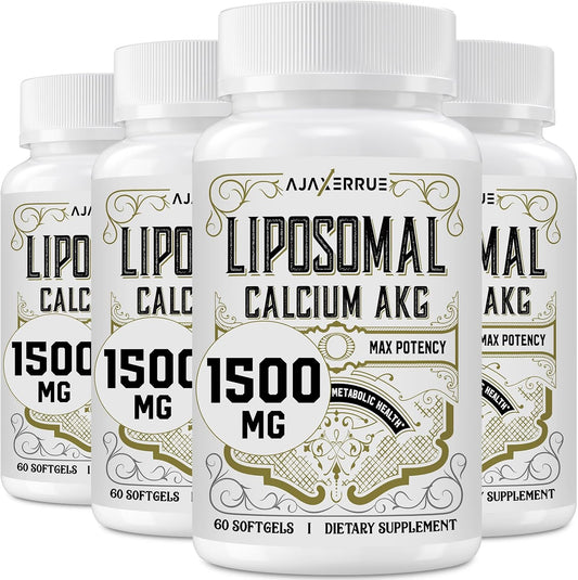 High Absorption Liposomal Calcium AKG Supplement 1500 MG for Longevity, Cellular Energy, and Metabolic Function - 240 Softgels