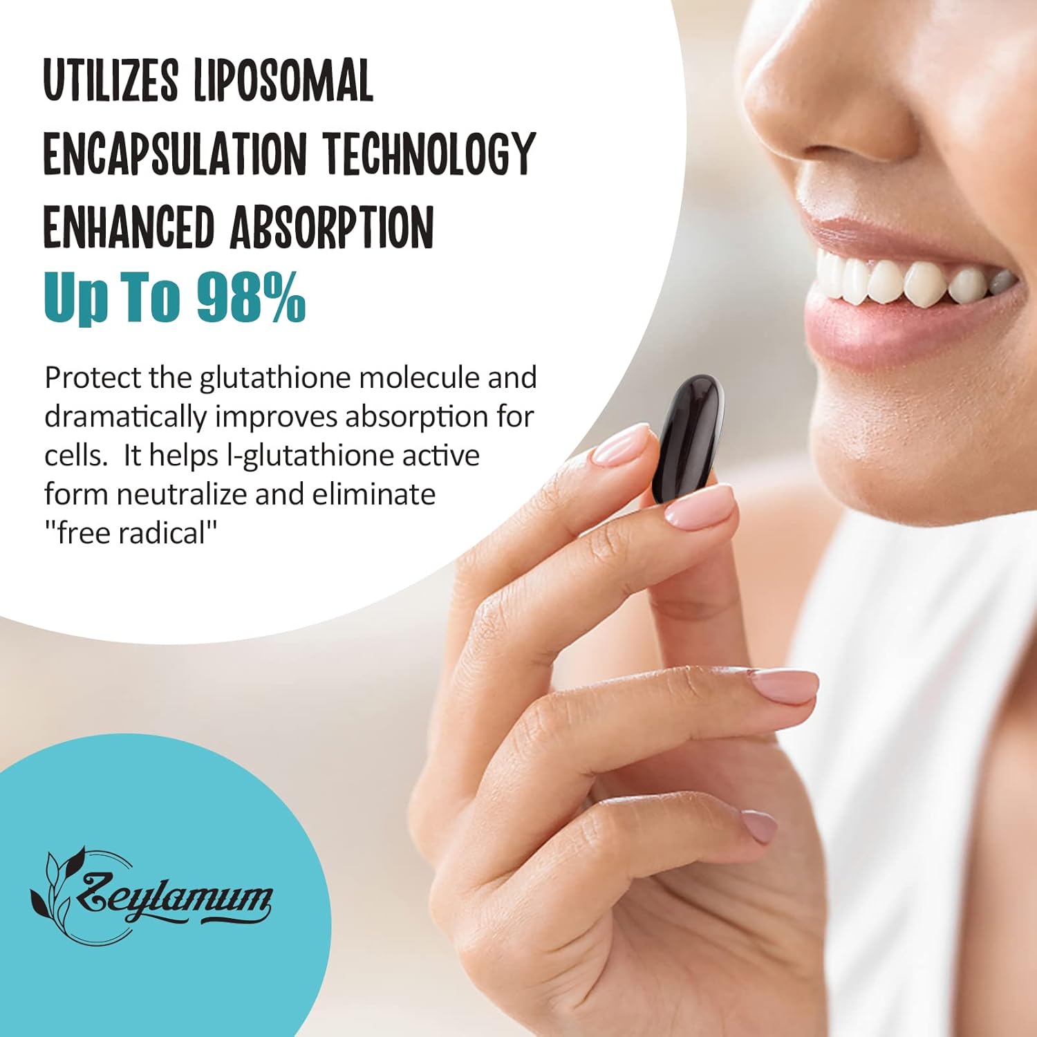 High Absorption Liposomal Glutathione Softgels with Hyaluronic Acid and Resveratrol - 2400 MG, 60 Softgels, Antioxidants for Detox, Brain, Immunity