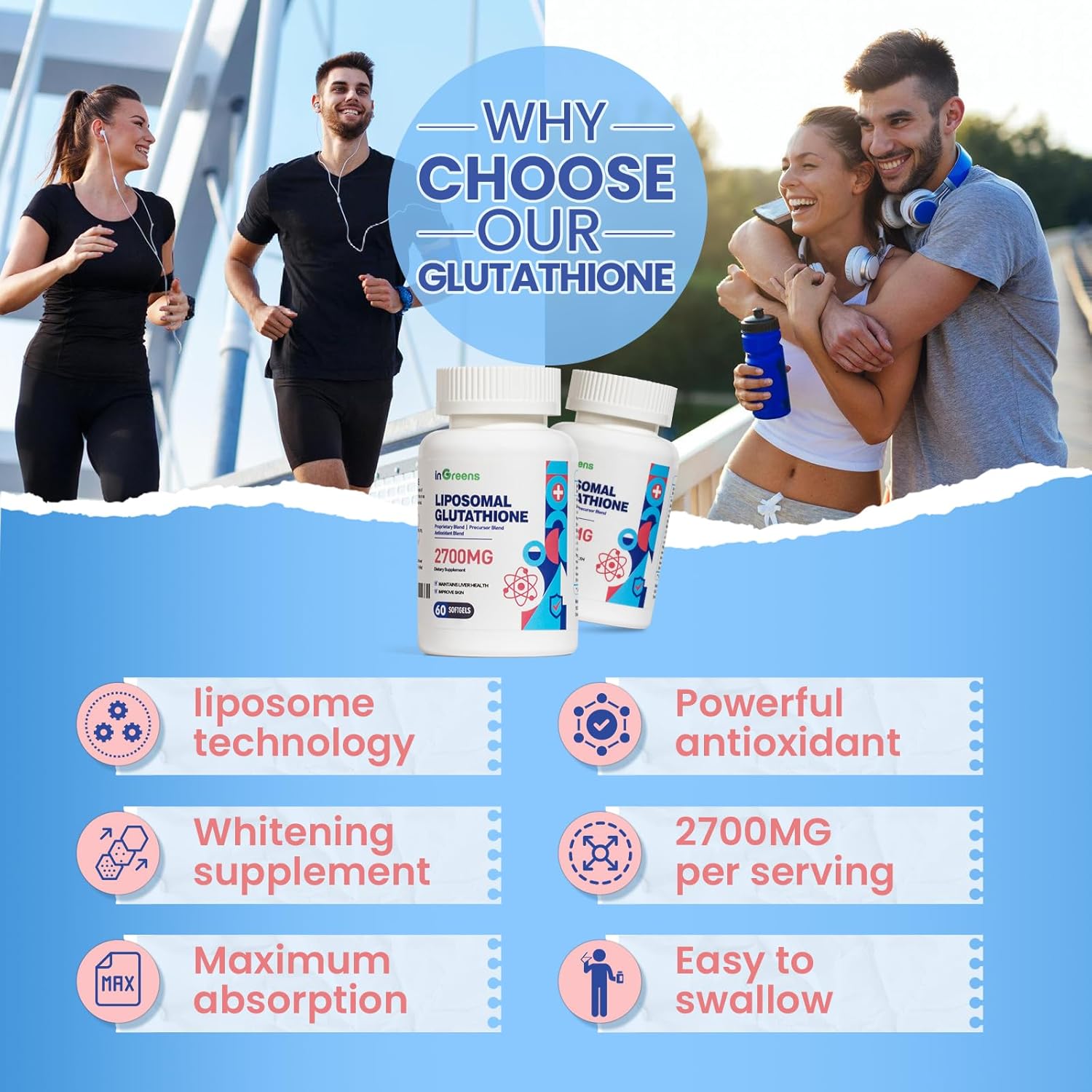High Absorption Liposomal Glutathione Supplement with Hyaluronic Acid and Resveratrol - 120 Softgels for Healthy Aging
