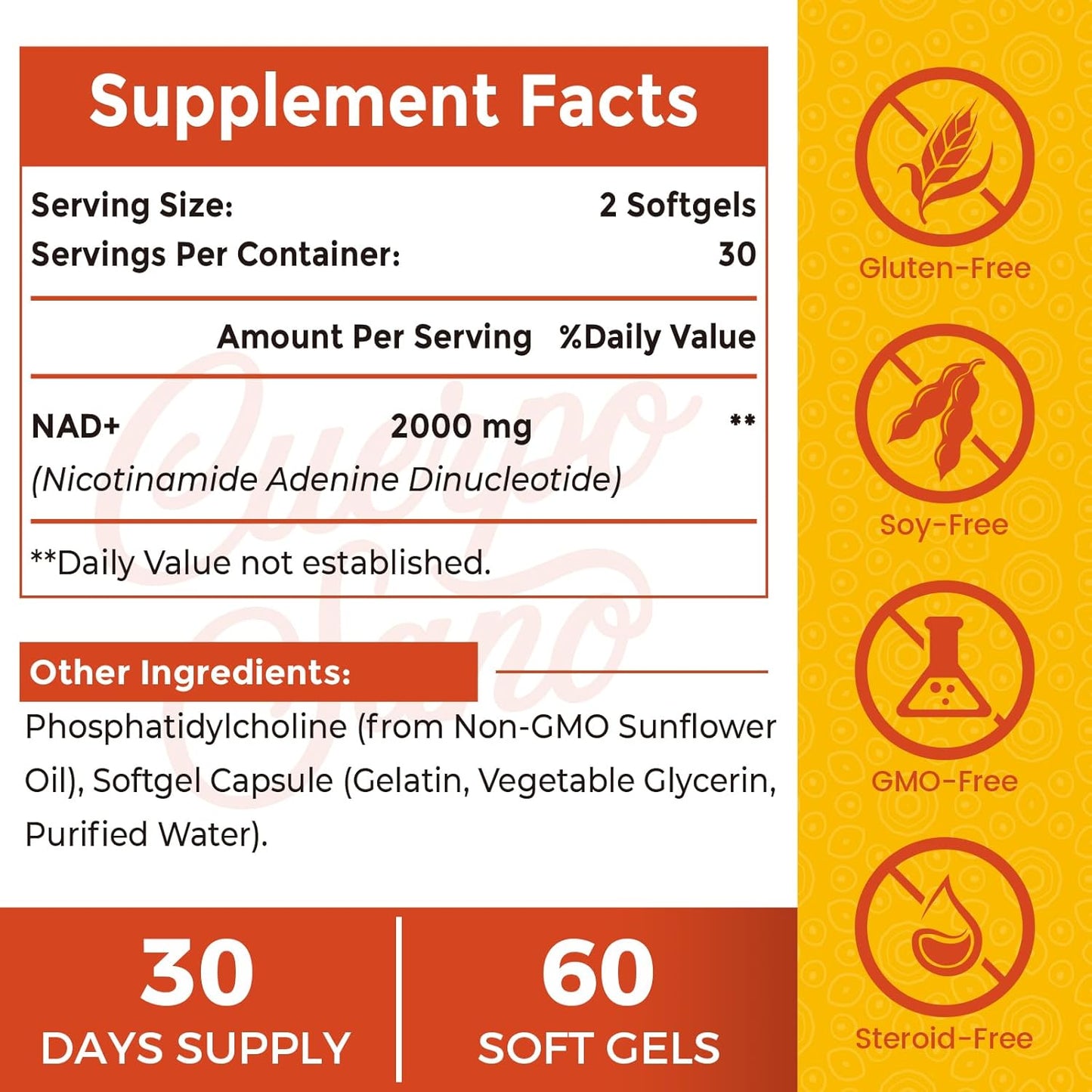High Absorption Liposomal NAD+ Supplement 2000 MG for Aging Defense & Metabolism - Pure Boosting Softgels - 240 Count