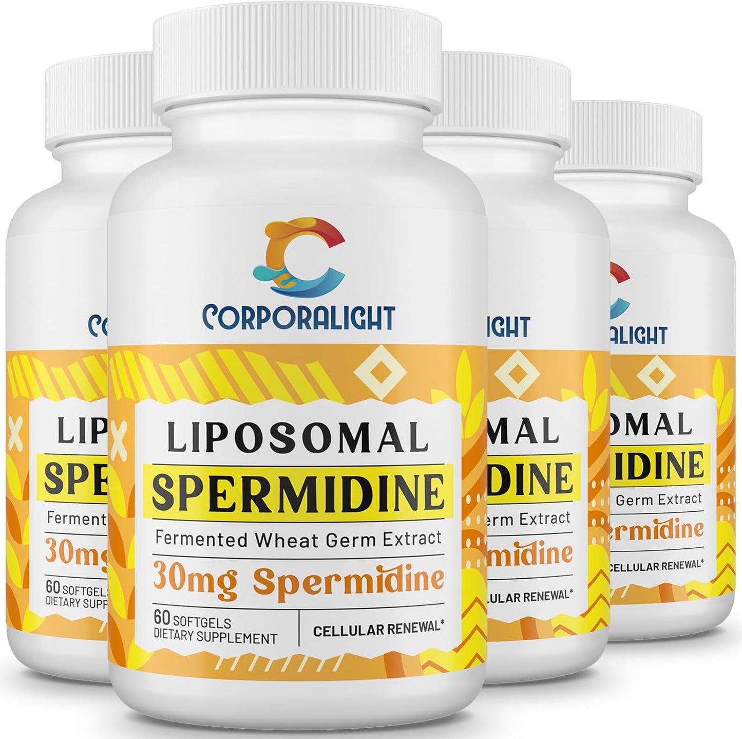 High Absorption Liposomal Spermidine Supplement 30mg - Fermented Wheat Germ Extract for Cellular Renewal in Men & Women - 240 Softgels