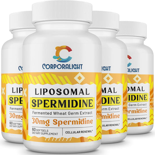 High Absorption Liposomal Spermidine Supplement 30mg - Fermented Wheat Germ Extract for Cellular Renewal in Men & Women - 240 Softgels