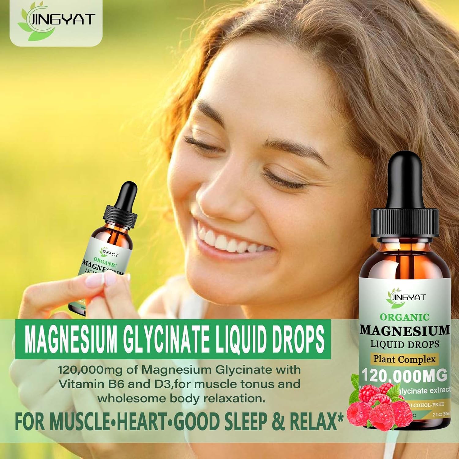 High Absorption Liquid Magnesium Glycinate Supplement with Vitamin D3&B6 - Promotes Sleep, Muscle, and Heart Health - 6X Potency Than Gummies and Powder
