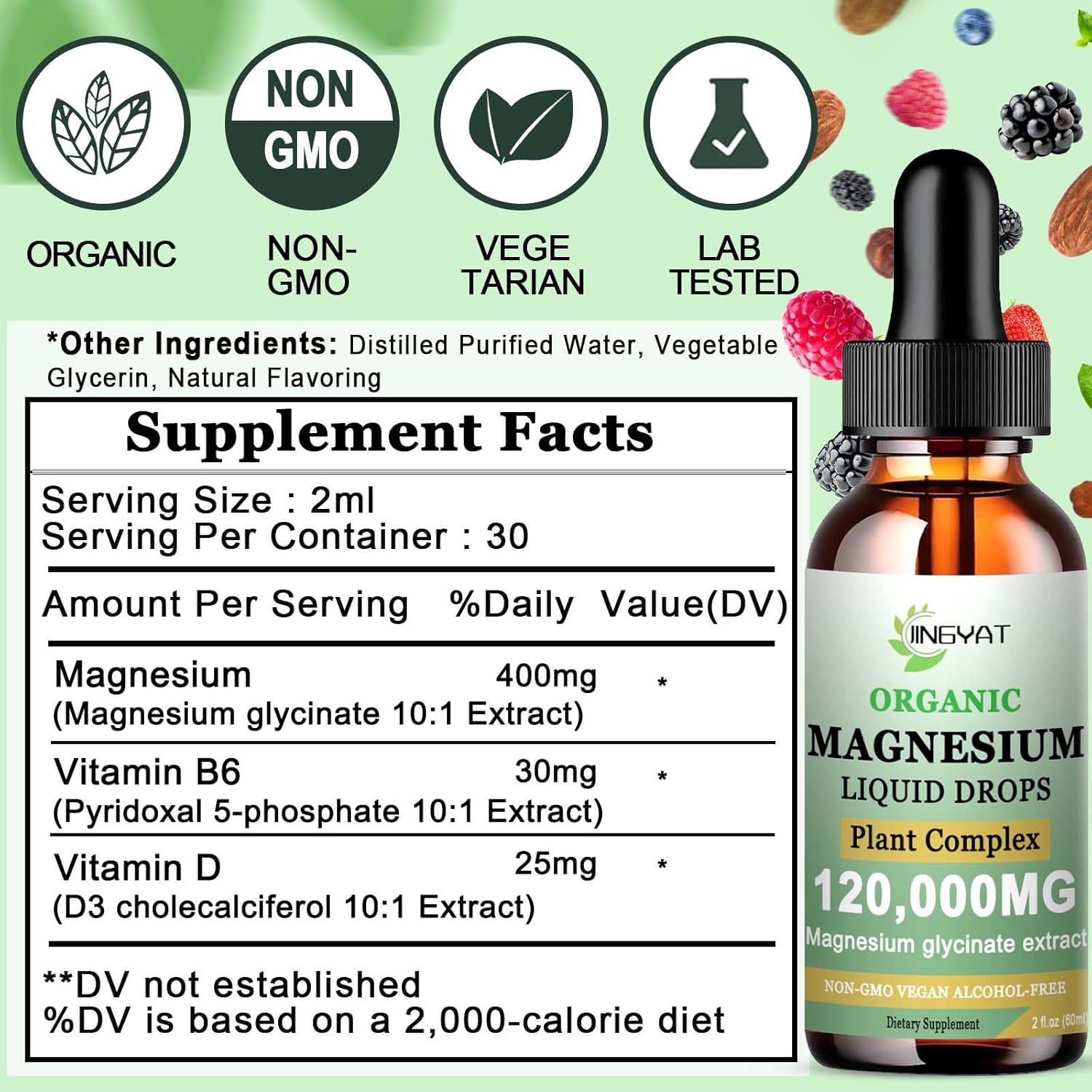 High Absorption Liquid Magnesium Glycinate Supplement with Vitamin D3&B6 - Promotes Sleep, Muscle, and Heart Health - 6X Potency Than Gummies and Powder