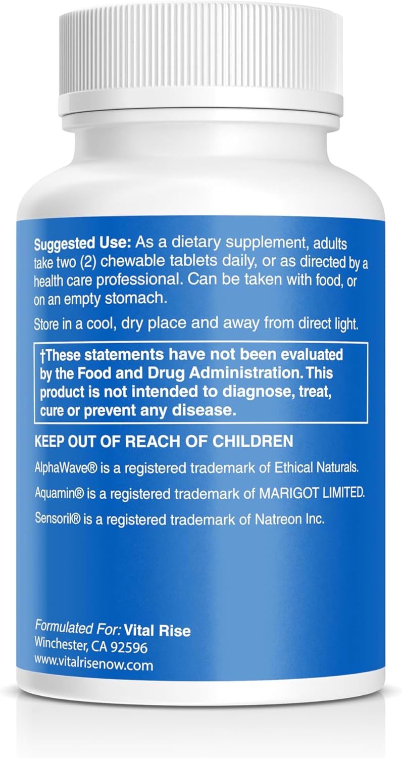 High Absorption Magnesium & Ashwagandha Chewable Tablets for Adults - Stress Support Supplement - Gluten-Free, Vegan, Non-GMO - Grape Flavored (60 Count)