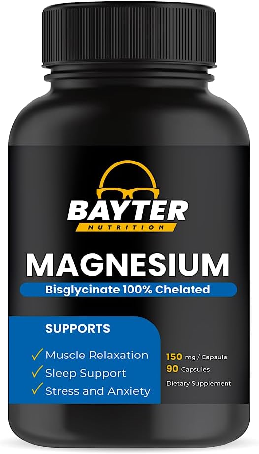 High Absorption Magnesium Bisglycinate Supplement for Stress, Anxiety, Sleep, and Muscle Relaxation - 90 Capsules