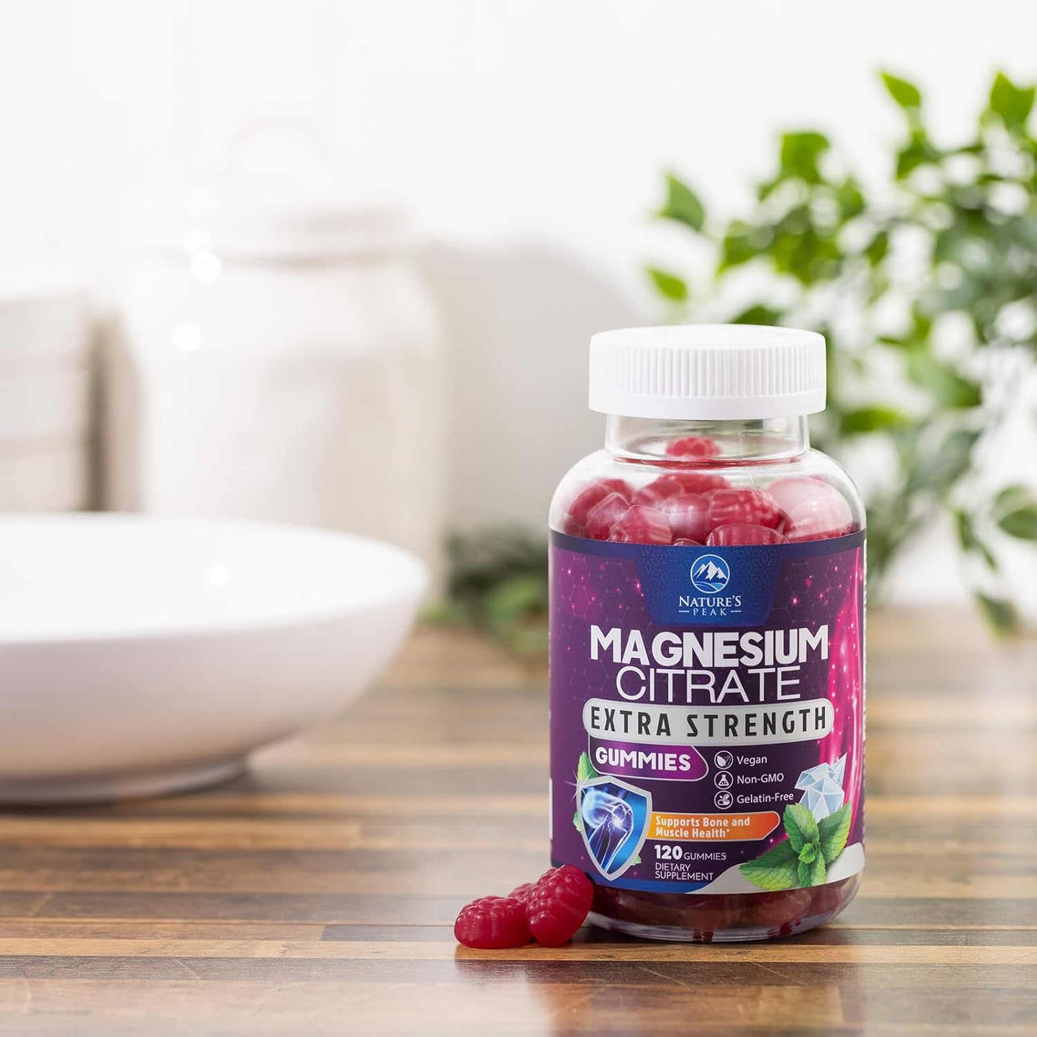 High Absorption Magnesium Citrate Gummies for Adults & Kids - Bone, Muscle, Heart Support - Vegan, Gluten Free - 120 Gummies