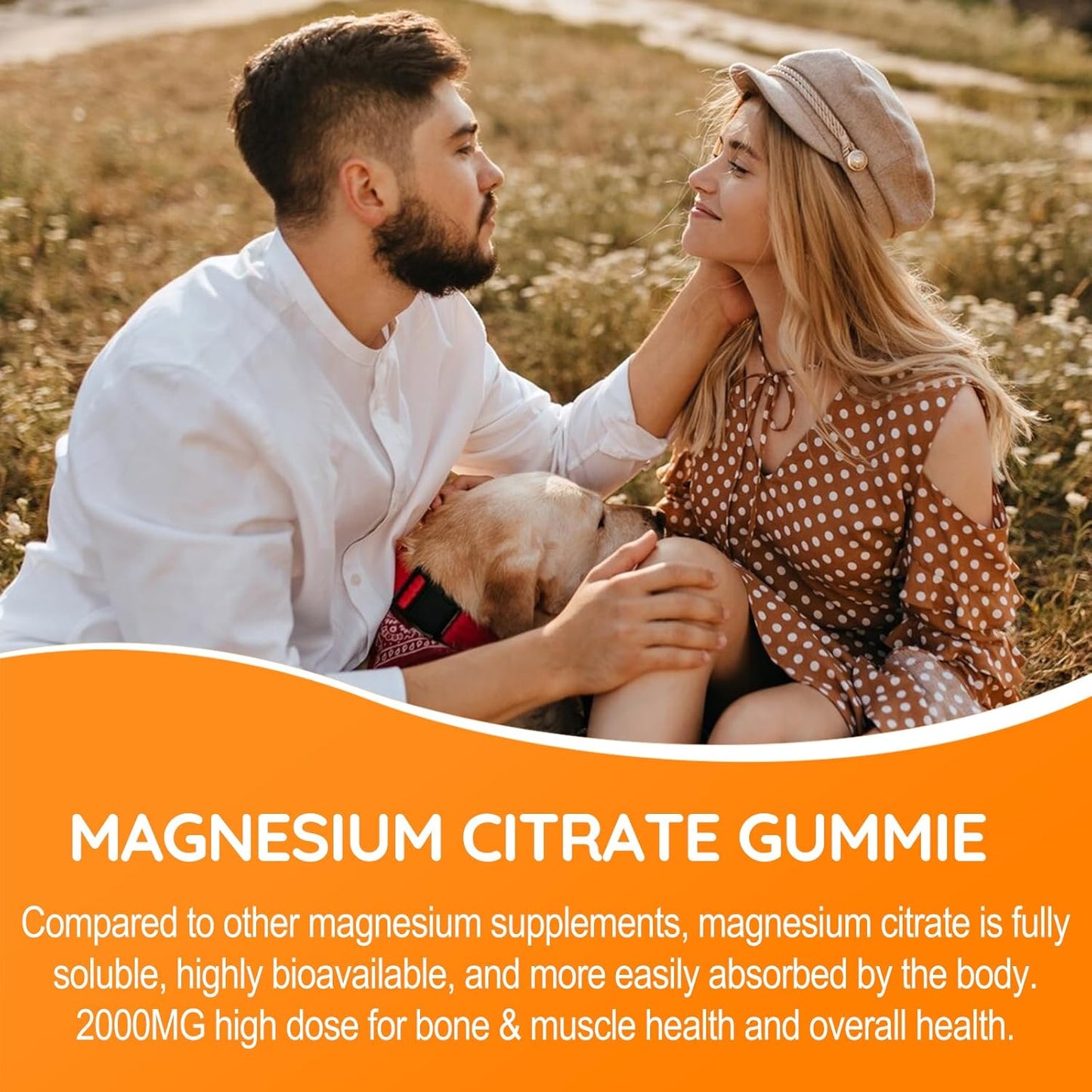 High Absorption Magnesium Citrate Gummies with Ashwagandha - 2000mg for Adults - Supports Sleep, Bone Health, Muscle Relaxation - 120 Gummies