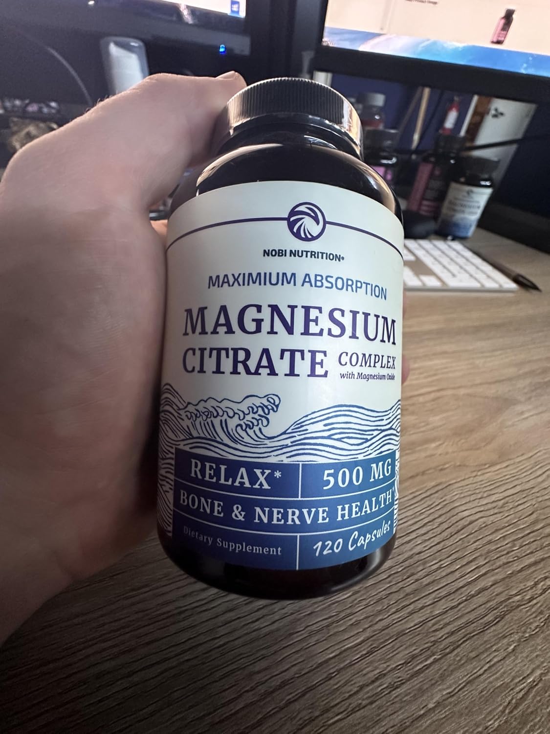 High Absorption Magnesium Citrate Supplement (120ct) for Calm, Relaxation, Digestion Support - Gluten-Free, Soy-Free Formula with Elemental Mag Oxide - 4-Month Supply by Nobi Nutrition