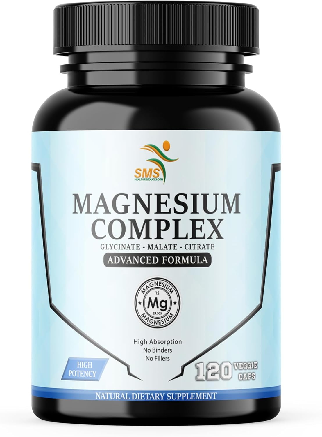 High Absorption Magnesium Complex | 470mg of Glycinate, Malate, & Citrate | Supports Muscles, Nerves, & Energy | Vegan, Non-GMO | 120 Capsules