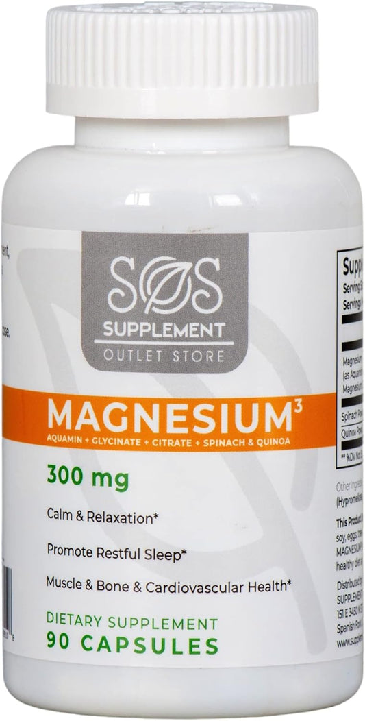 High Absorption Magnesium Complex Capsules - 300mg Magnesium Glycinate, Aquamin & Citrate for Muscle Relaxation, Sleep Aid - Vegan, Non-GMO - 45 Servings