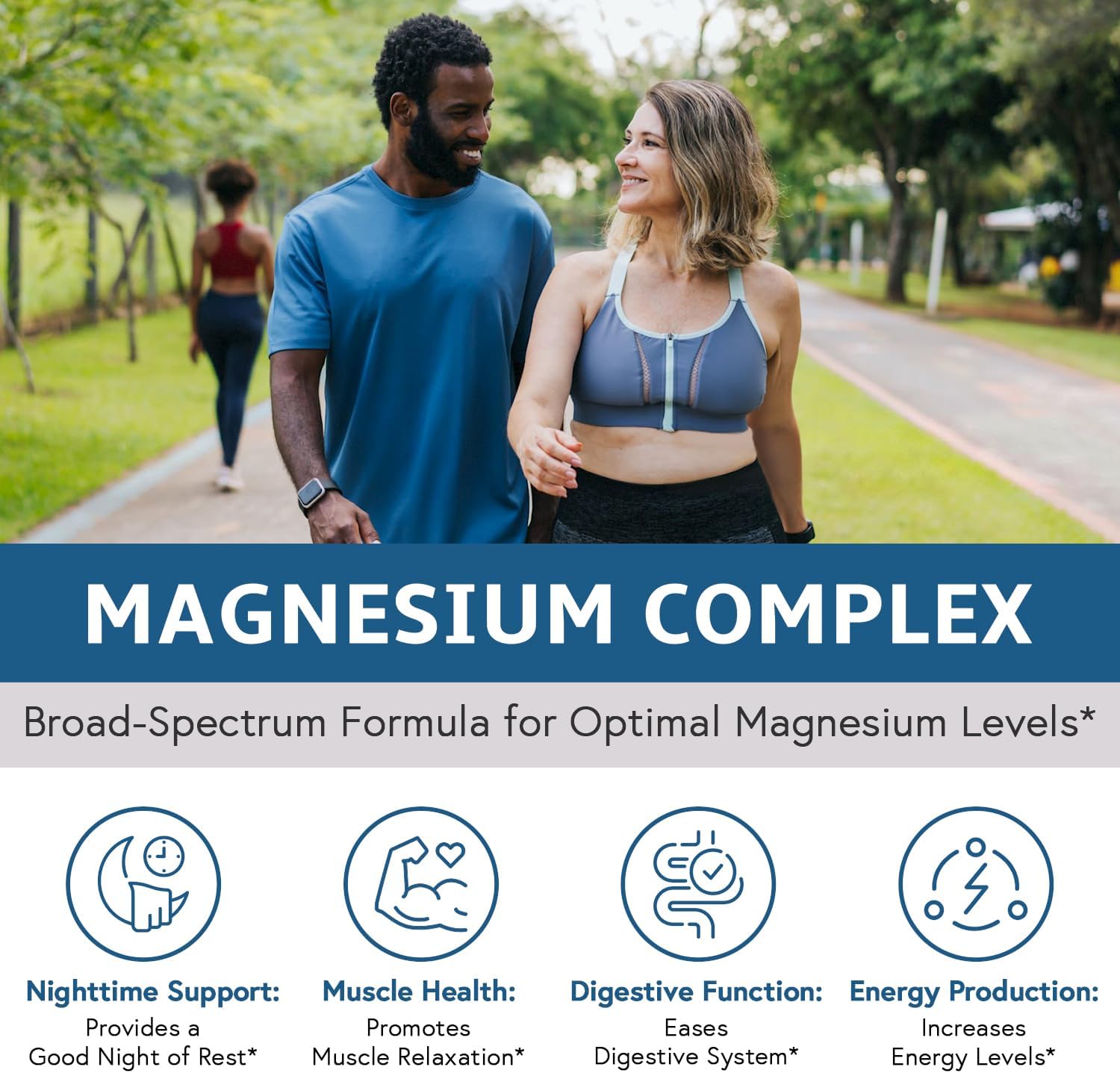 High Absorption Magnesium Complex Supplement, 420mg Elemental Mag Per Serving, 10 Forms Including Glycinate, Citrate, Malate, Taurate - Promotes Sleep, Muscle Health, Energy - 90 Vegan Capsules