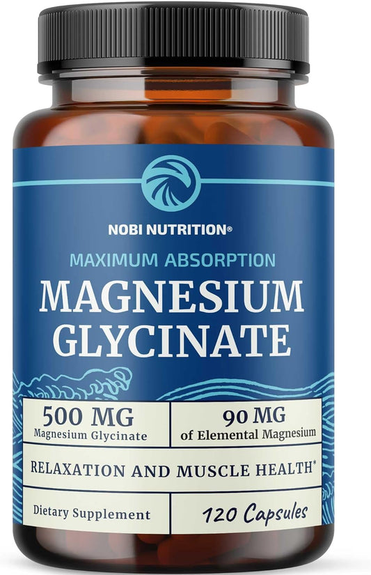 High Absorption Magnesium Glycinate 500mg for Muscle Relaxation, Heart Health, Sleep Support | Chelated Magnesium Supplement for Men & Women | 120ct