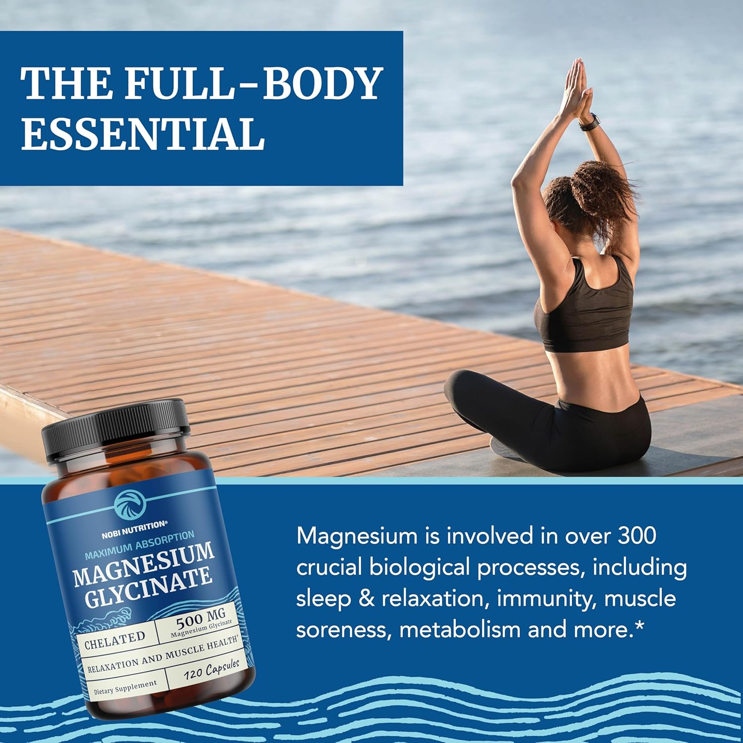 High Absorption Magnesium Glycinate 500mg for Muscle Relaxation, Heart Health, Sleep Support | Chelated Magnesium Supplement for Men & Women | 120ct