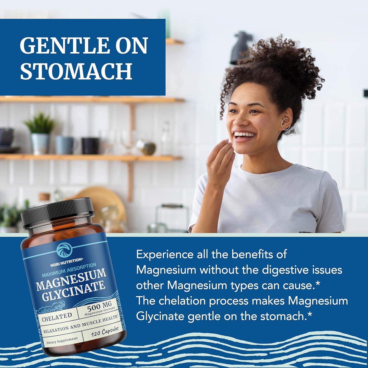 High Absorption Magnesium Glycinate 500mg for Muscle Relaxation, Heart Health, Sleep Support | Chelated Magnesium Supplement for Men & Women | 120ct