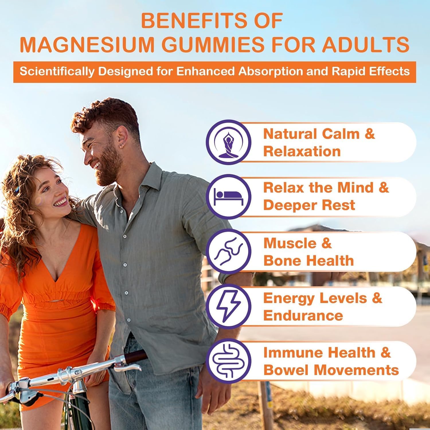 High Absorption Magnesium Glycinate Gummies for Adults - 1500mg with Magnesium L-Threonate, Ashwagandha, and B6 - Muscle & Bone Support, Relaxation & Energy - Pack of 5