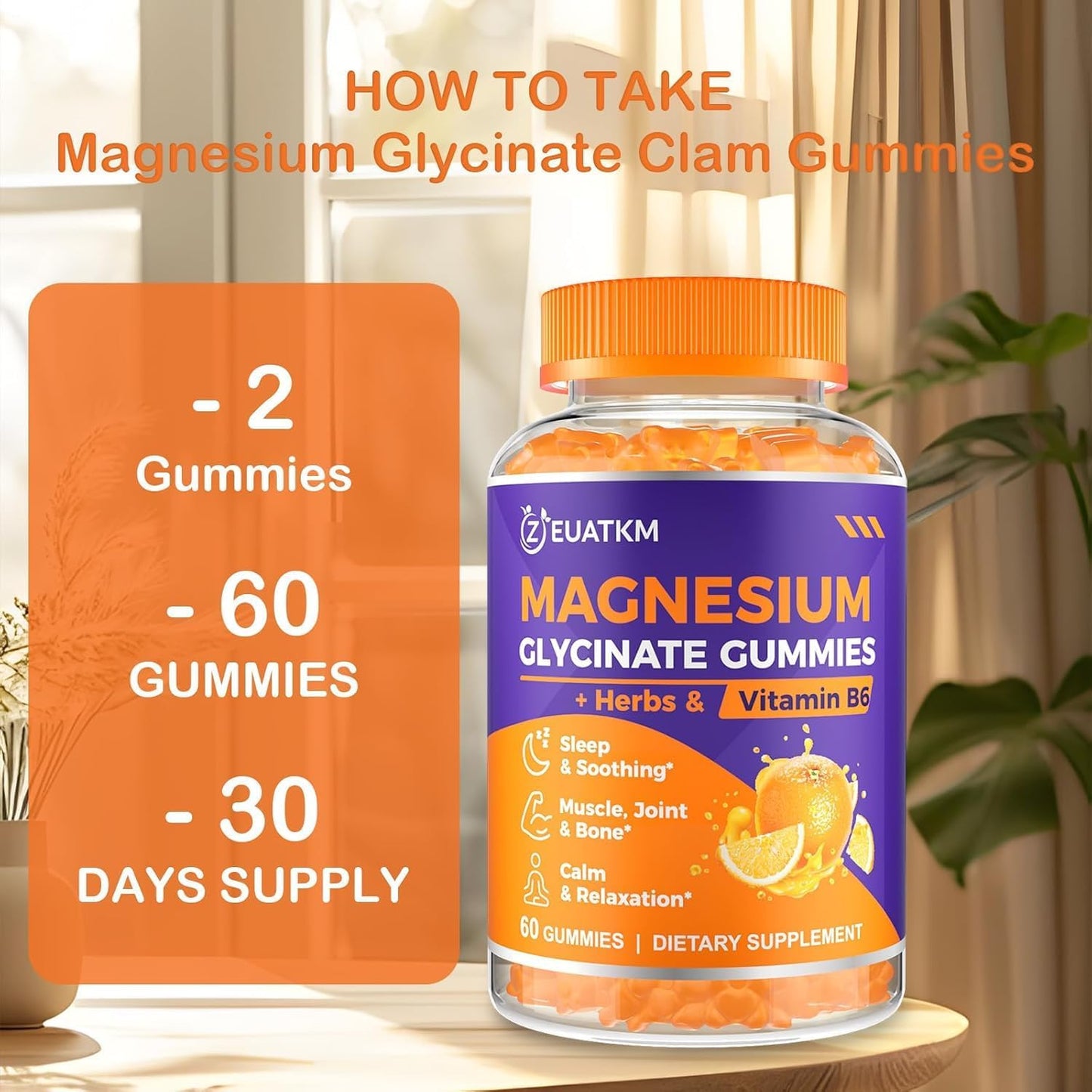 High Absorption Magnesium Glycinate Gummies for Adults - 1500mg with Magnesium L-Threonate, Ashwagandha, and B6 - Muscle & Bone Support, Relaxation & Energy - Pack of 5