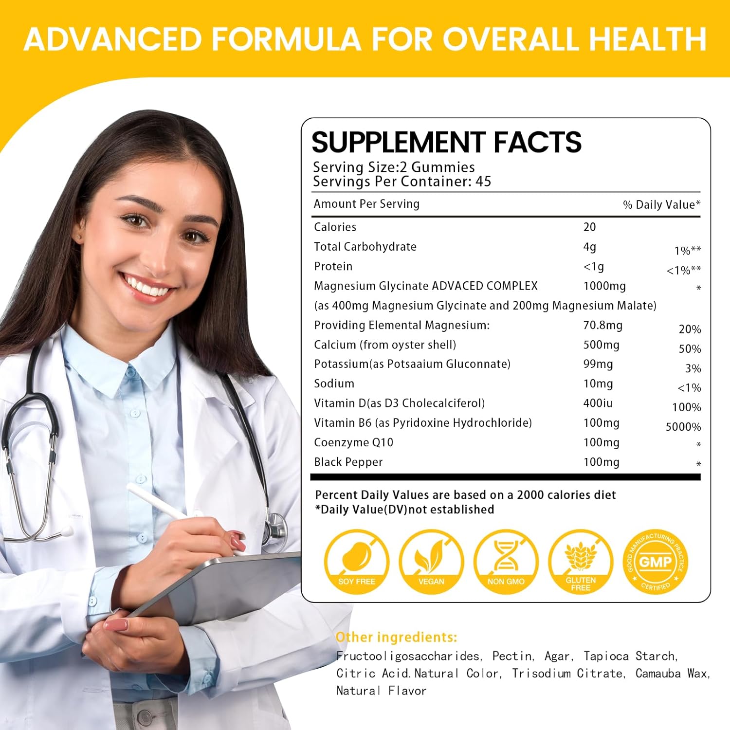 High Absorption Magnesium Glycinate Gummies for Relaxation and Sleep Support - 90 Mango Pineapple Gummies, Sugar Free Supplement for Adults & Kids