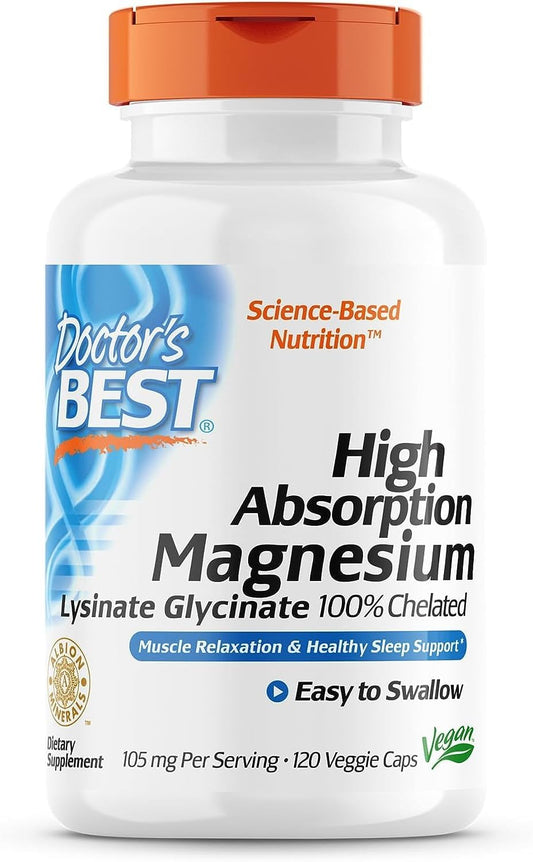 High Absorption Magnesium Glycinate Lysinate - 120 Vegan Capsules, Non-GMO & 100% Chelated