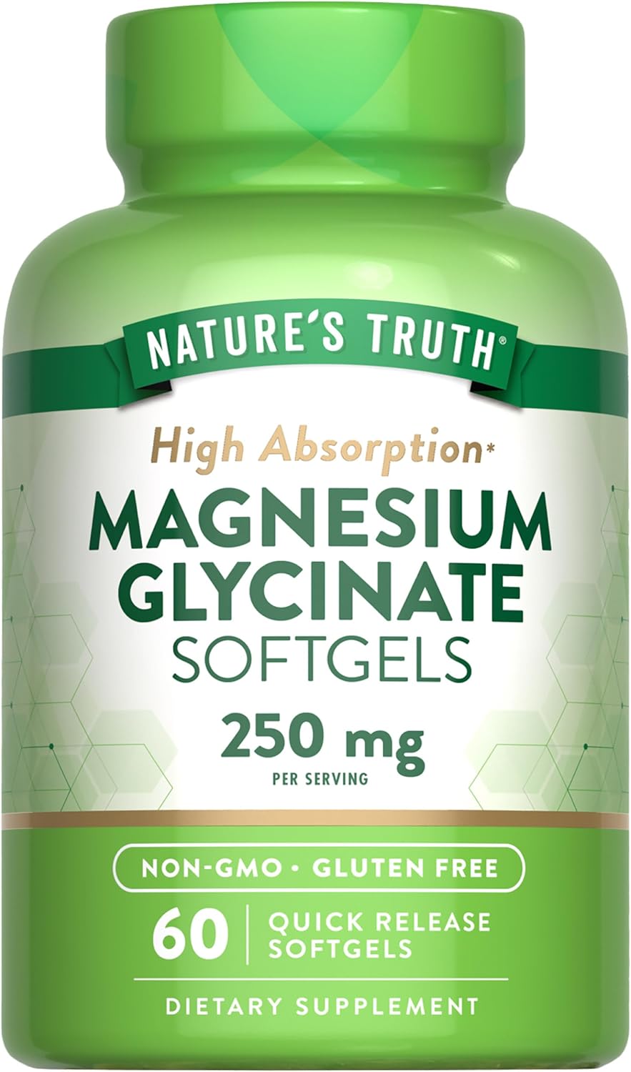 High Absorption Magnesium Glycinate Softgels - 60 Count | Non-GMO & Gluten Free Mineral Supplement
