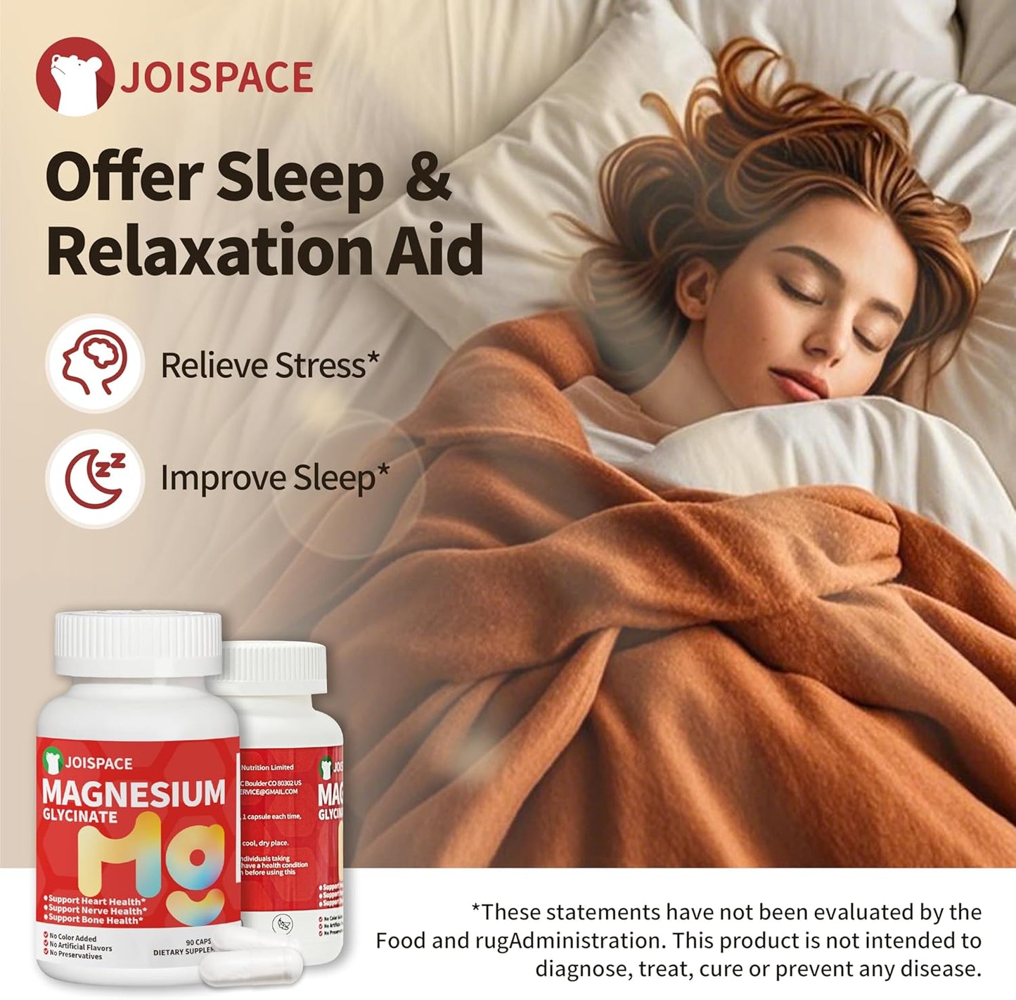 High Absorption Magnesium Glycinate Supplement - Nerve, Heart, Bone & Muscle Support - Sleep Aid, Stress Relief - 180 Capsules, Gluten-Free, Dairy-Free, Soy-Free