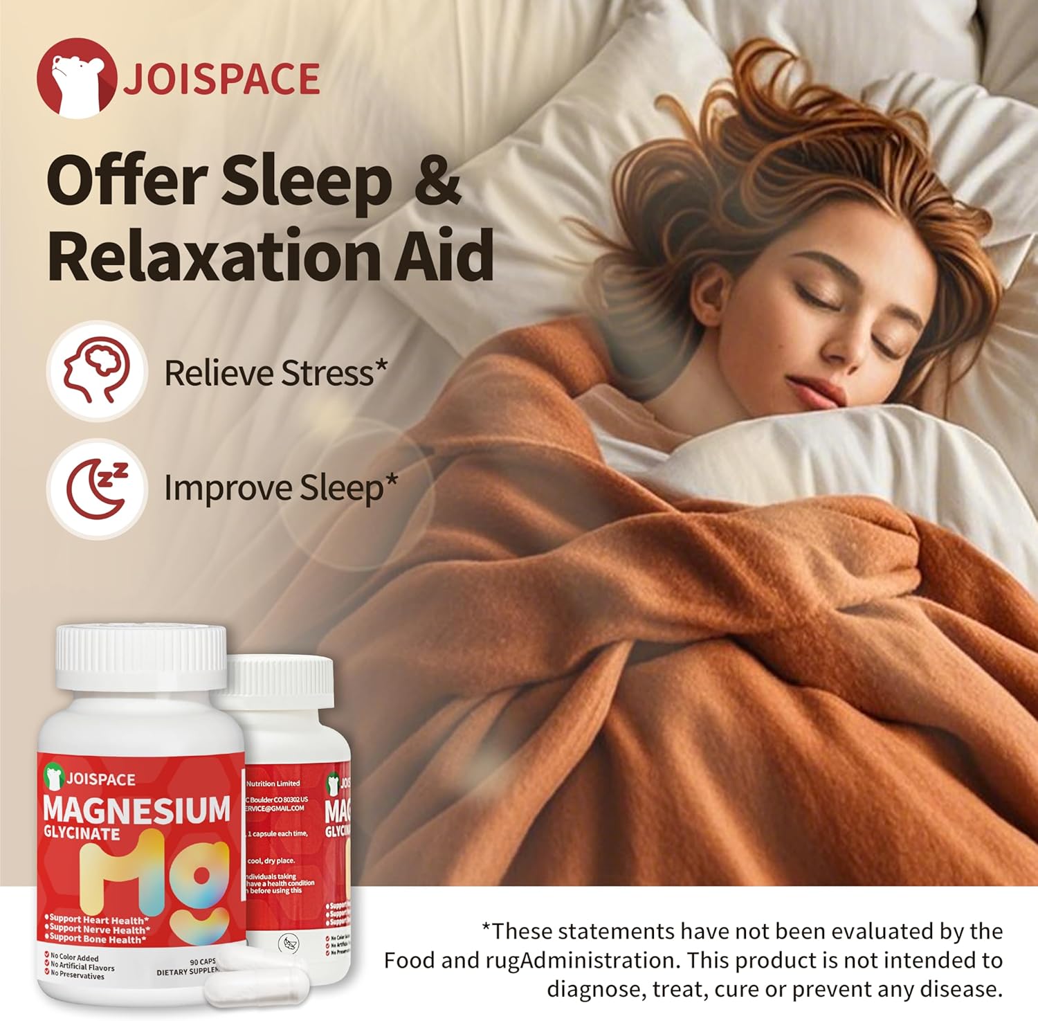 High Absorption Magnesium Glycinate Supplement - Nerve, Heart, Bone & Muscle Support - Sleep Aid, Stress Relief - 180 Capsules, Gluten-Free, Dairy-Free, Soy-Free