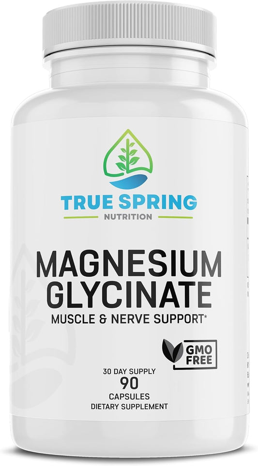 High Absorption Magnesium Glycinate Supplement for Stress Relief, Sleep, Muscle Recovery, Nerve Support, and Heart Health - 90 Capsules - Made in USA