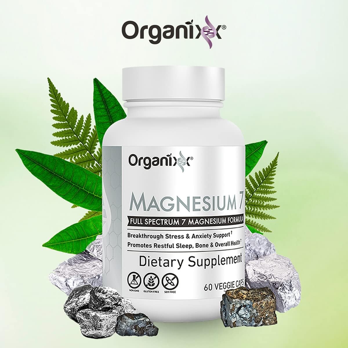 High Absorption Magnesium Glycinate Supplement with 7 Types of Magnesium Complex, Vitamin B6, Manganese Citrate - Supports Sleep, Muscle & Heart Health - Gluten Free, Vegan, Non GMO - 60 Capsules