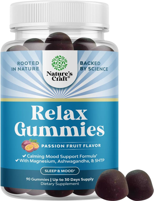 High Absorption Magnesium Gummies for Stress & Muscle Cramps - Natural Calm & Relaxation Support with L Theanine & Ashwagandha - 90 Count