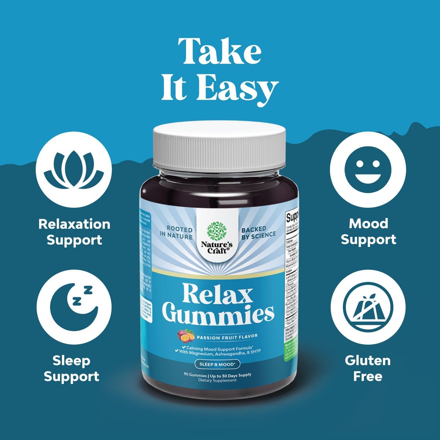 High Absorption Magnesium Gummies for Stress & Muscle Cramps - Natural Calm & Relaxation Support with L Theanine & Ashwagandha - 90 Count