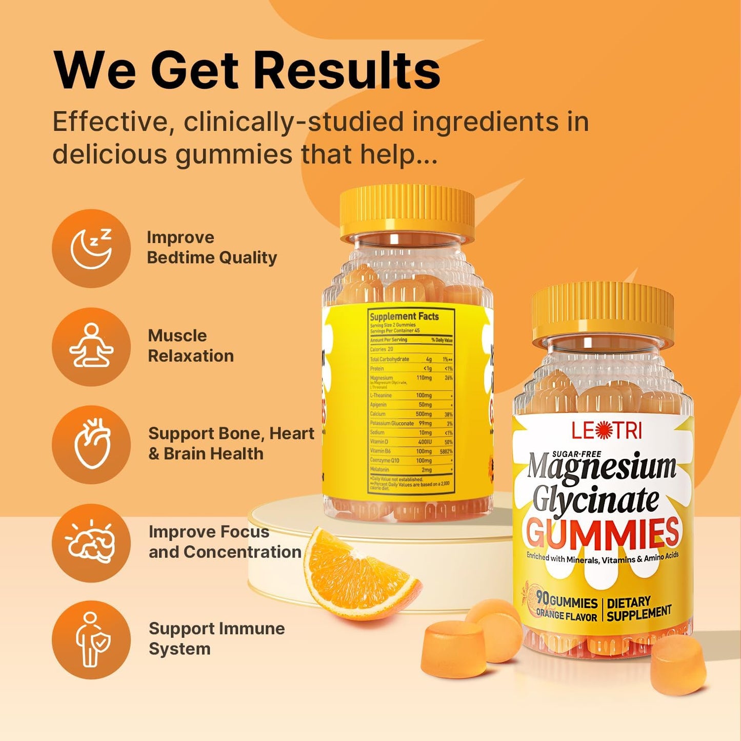 High Absorption Magnesium Gummies for Women: 1000mg Chelated Supplement with Vitamin D, B6, CoQ10 for Mood, Sleep, Muscle, Heart, Nerve, Bone Support