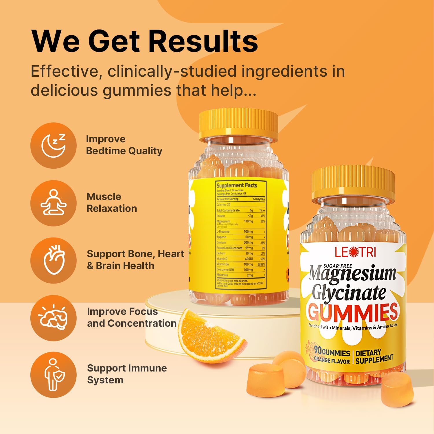 High Absorption Magnesium Gummies for Women: 1000mg Chelated Supplement with Vitamin D, B6, CoQ10 for Mood, Sleep, Muscle, Heart, Nerve, Bone Support