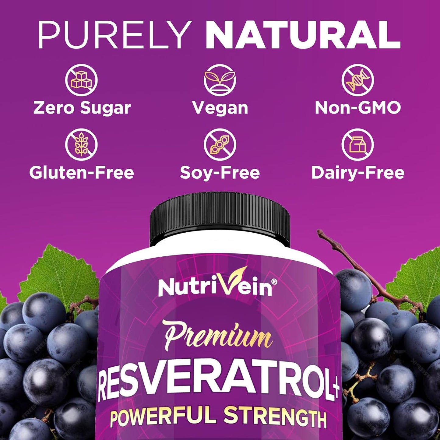 High-Absorption Magnesium L-Threonate & Resveratrol Supplement Bundle for Repair, Defenses, Vitality - Nutrivein Premium Capsules