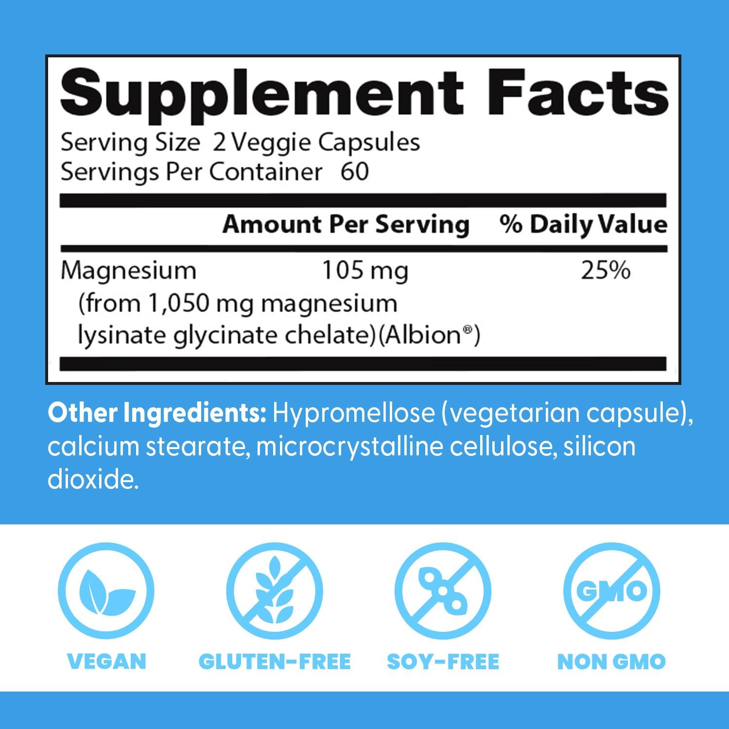 High Absorption Magnesium Lysinate Glycinate Capsules for Easy Swallowing - 120 Count by Doctor's Best