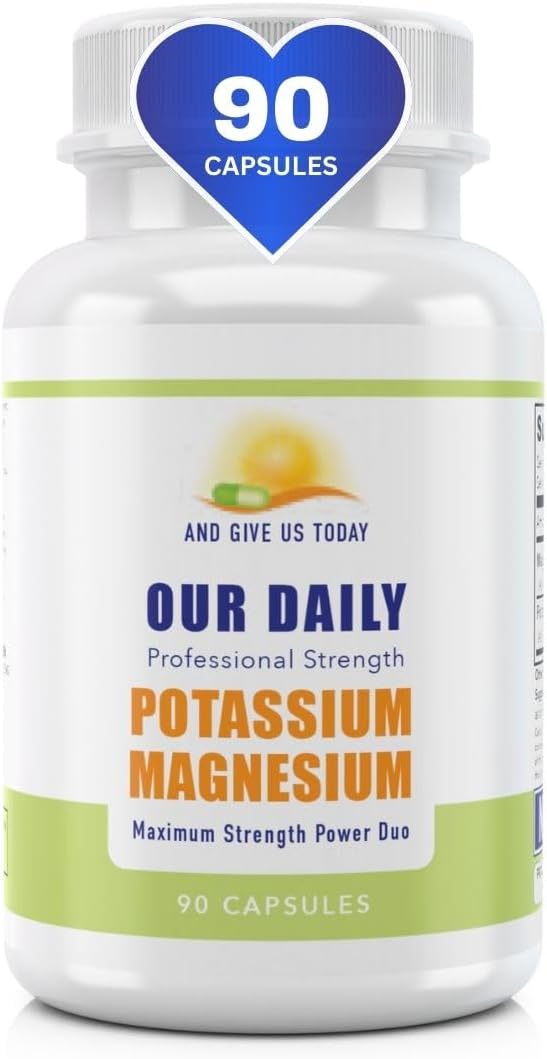 High Absorption Magnesium Potassium Complex Supplement for Vascular Health - 90 Capsules - Leg Cramp Relief - Our Daily Vites