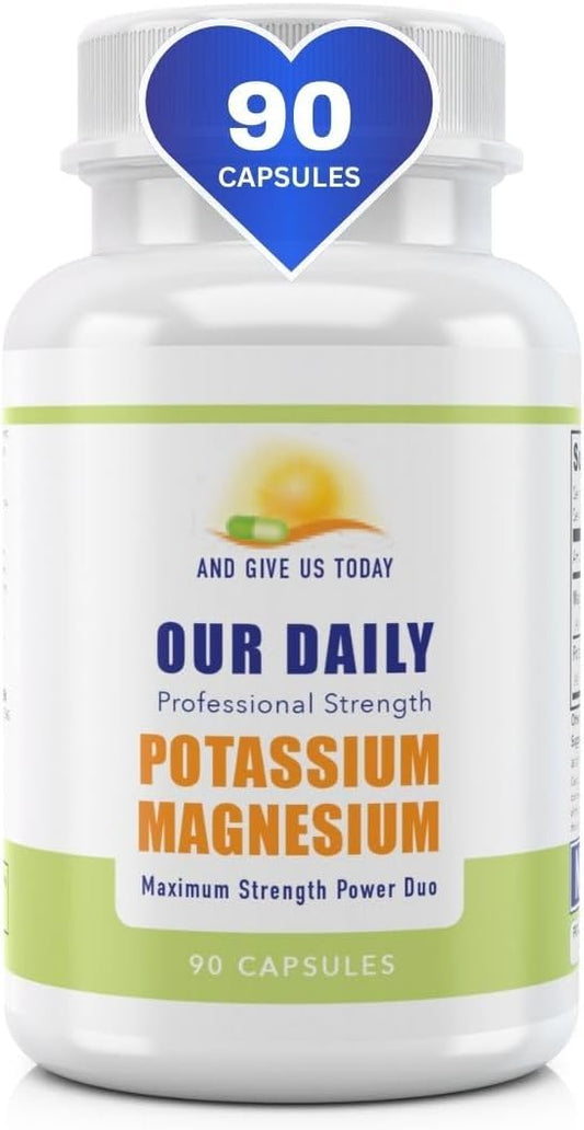 High Absorption Magnesium Potassium Complex Supplement for Vascular Health - 90 Capsules - Leg Cramp Relief - Our Daily Vites