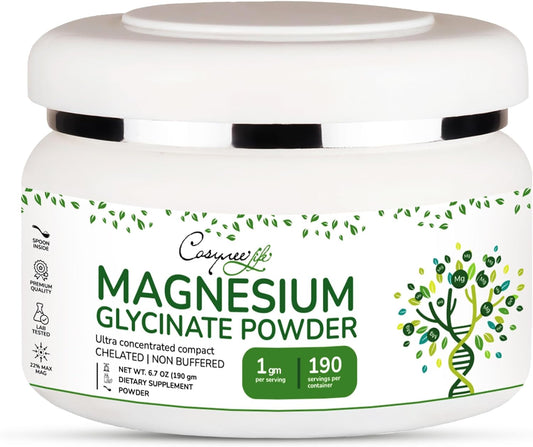 High Absorption Magnesium Powder 220mg for Sleep & Calm - Chelated Bisglycinate - 190 Servings