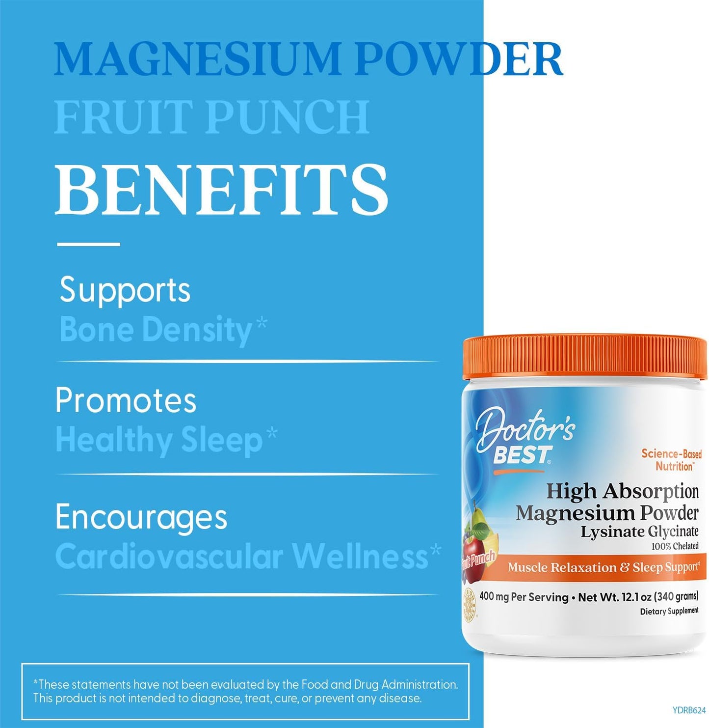 High Absorption Magnesium Powder for Muscle Relaxation & Sleep Support - Gluten Free & Vegan - 12.1 oz (340g)