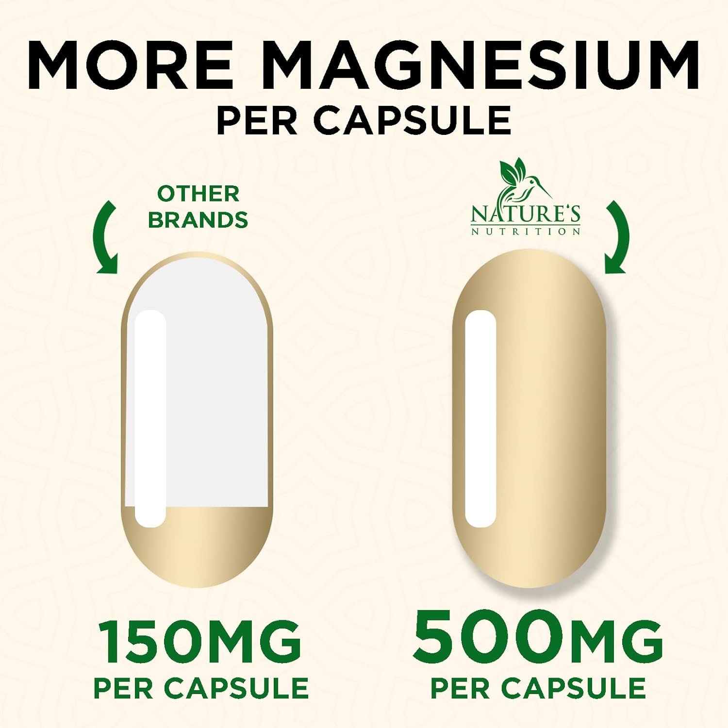 High Absorption Magnesium Supplement for Bone, Heart Health, and Metabolism - 1000mg Nature's Pure Magnesio Capsules - 60 Count