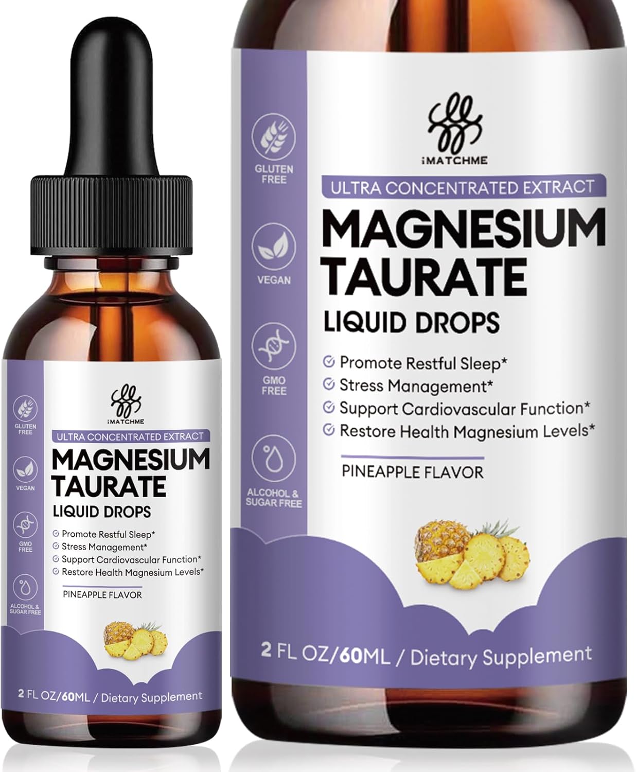 High Absorption Magnesium Taurate Liquid Drops with B6 & CoQ10 - Vegan, Non-GMO, Gluten/Sugar Free 2oz - Muscle, Nerve & Heart Health Support