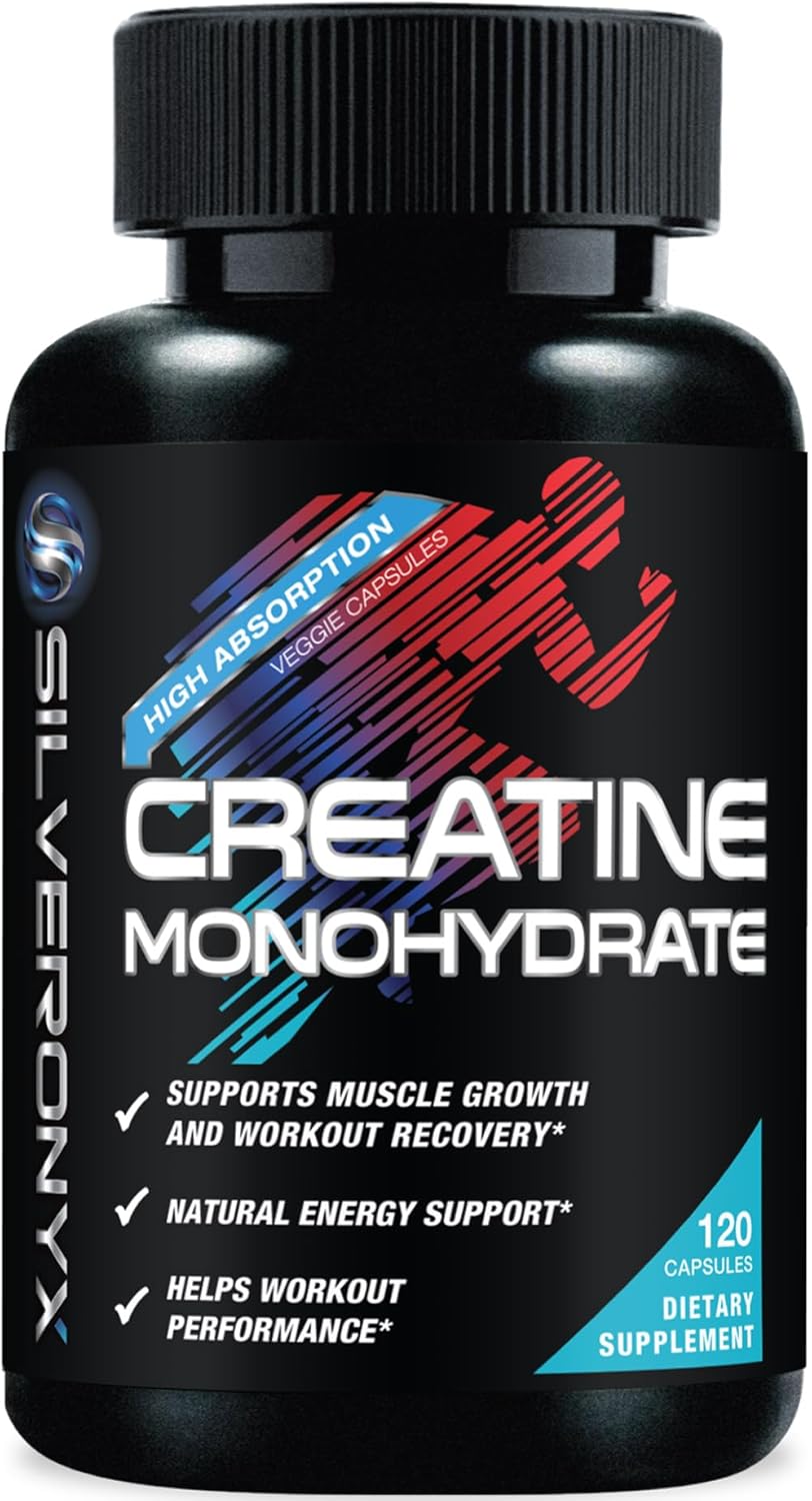 High Absorption Micronized Creatine Monohydrate Capsules 3000mg - Strength & Muscle Growth Supplement - Gluten Free - 120 Capsules