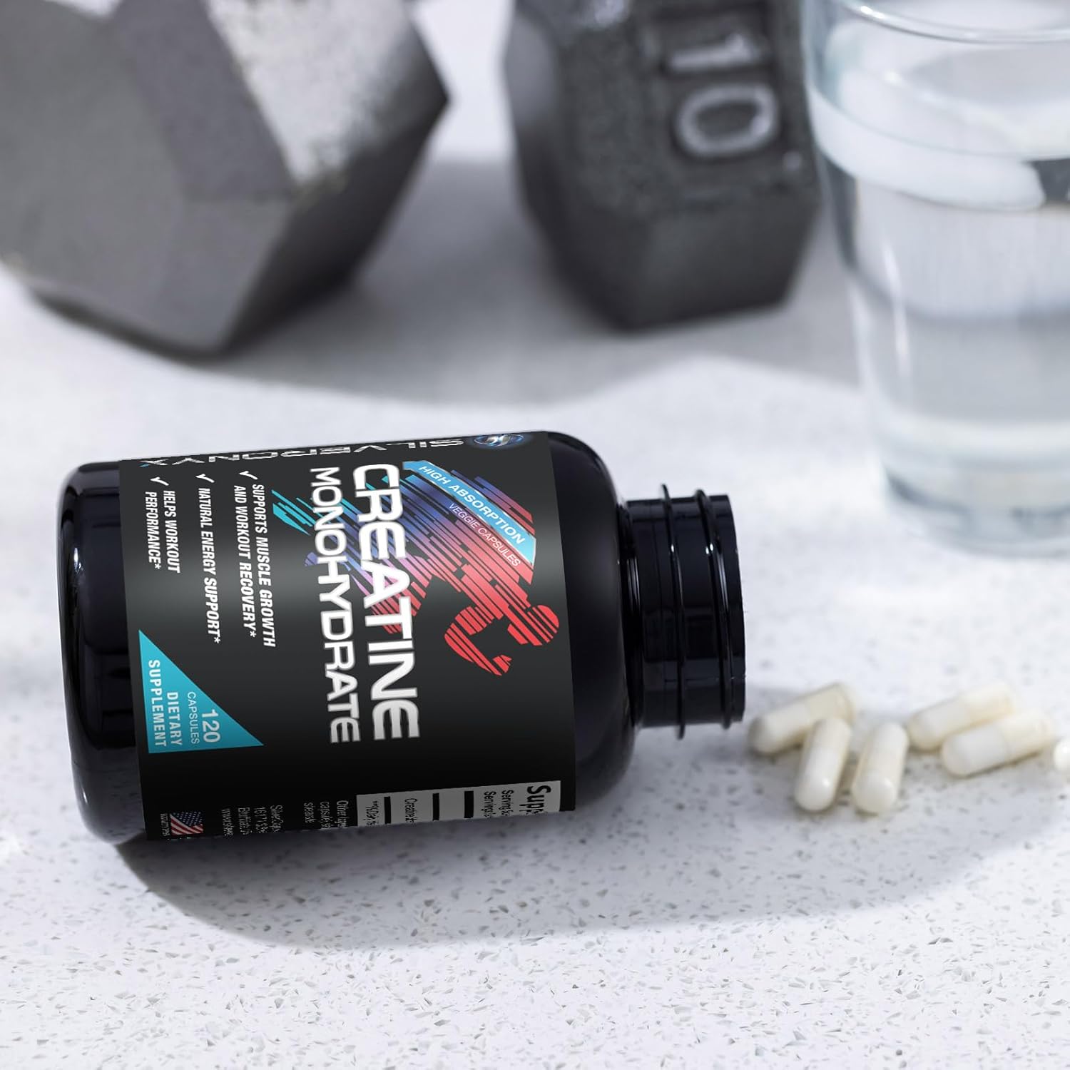 High Absorption Micronized Creatine Monohydrate Capsules 3000mg - Strength & Muscle Growth Supplement - Gluten Free - 120 Capsules