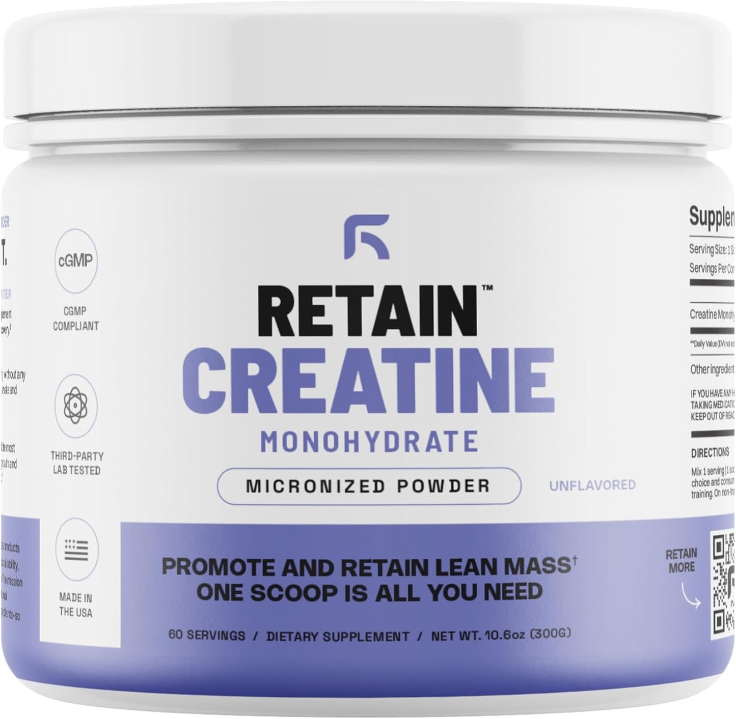 High Absorption Micronized Creatine Monohydrate Powder - 60 Servings for Lean Muscle Mass & Recovery